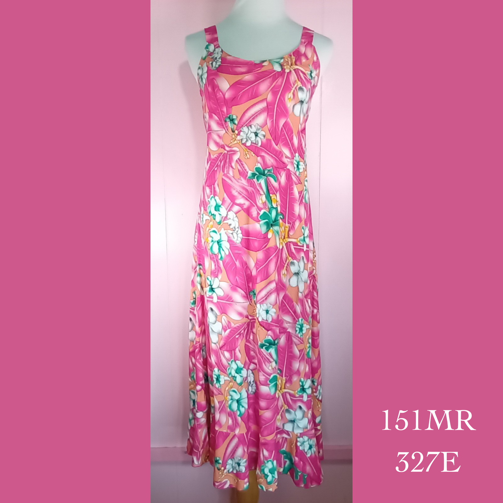 151MR - 327E , Bias strap dress mid length with ruffle