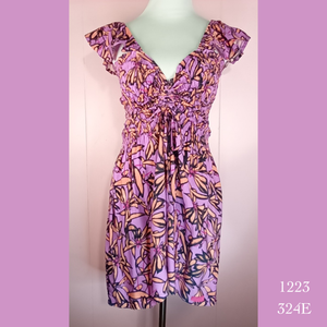 1223 - 324E , Elastic top tie dress