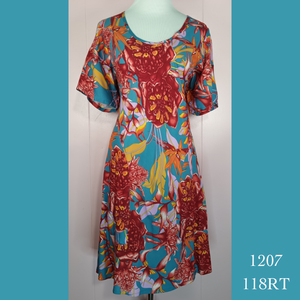 1207X - 118RT , Relaxed fit pocket dress with sleeves plus size