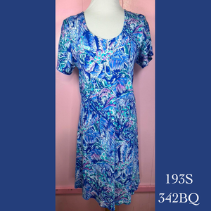 193S - 342BQ , Cap sleeved bias cut dress