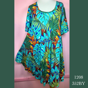 1208X - 352BY, Swing tank dress with pockets and sleeves plus size