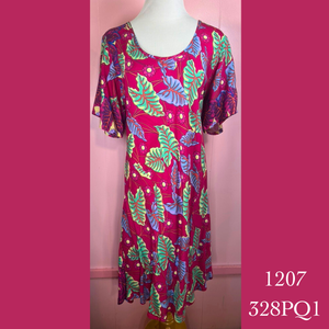 1207X - 328PQ1 , Relaxed fit pocket dress with sleeves plus size