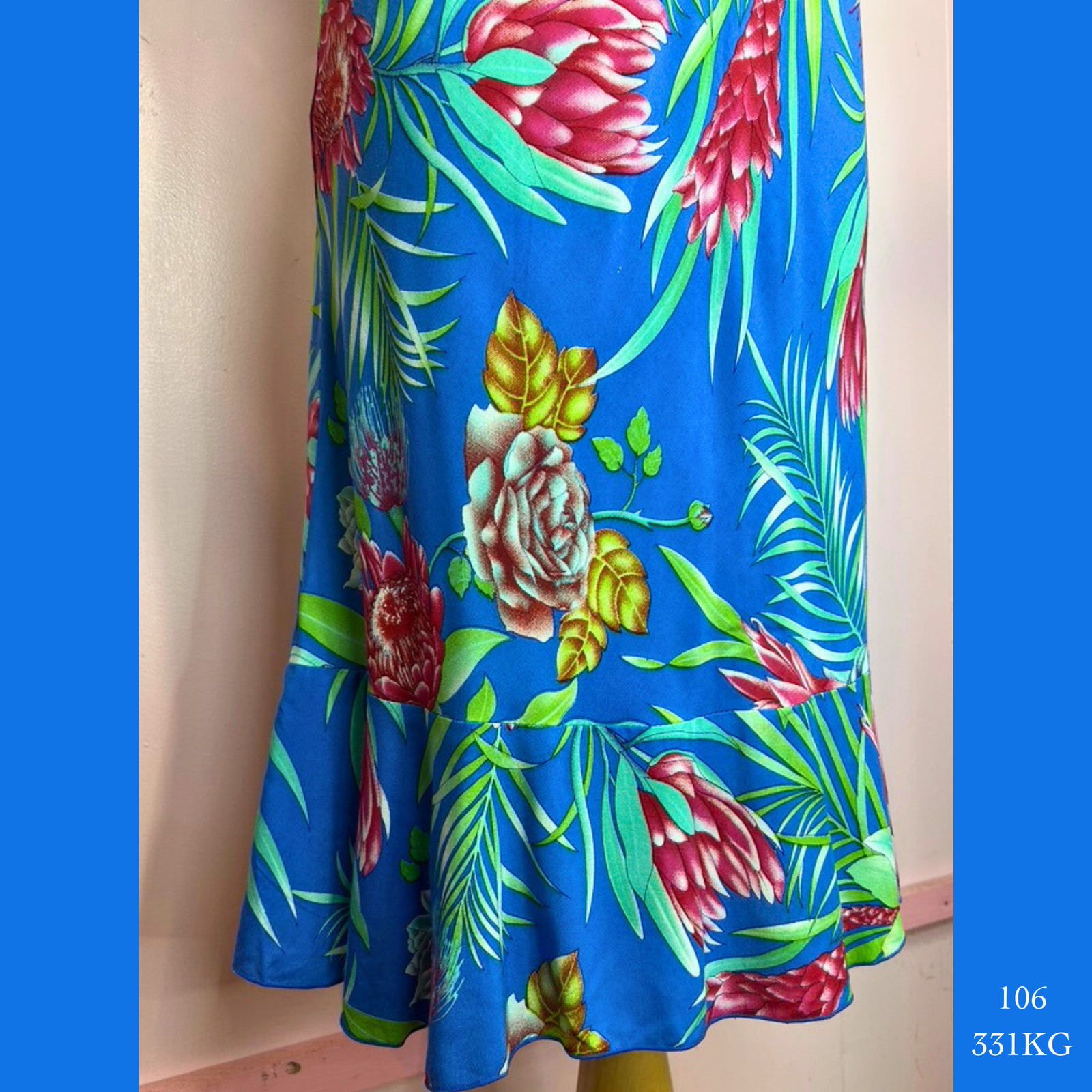 106 - 331KG , V Neck Bias Cut Dress With Ruffle