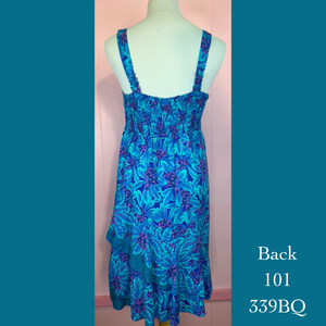 101 - 339BQ , Tier strap dress with diagonal ruffle and back smocking