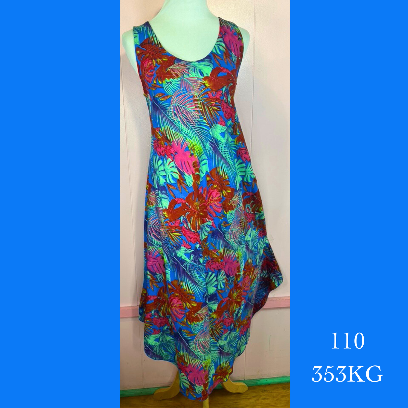 110X - 353KG, Resort Wear Floral Print Midi Dress Plus Size