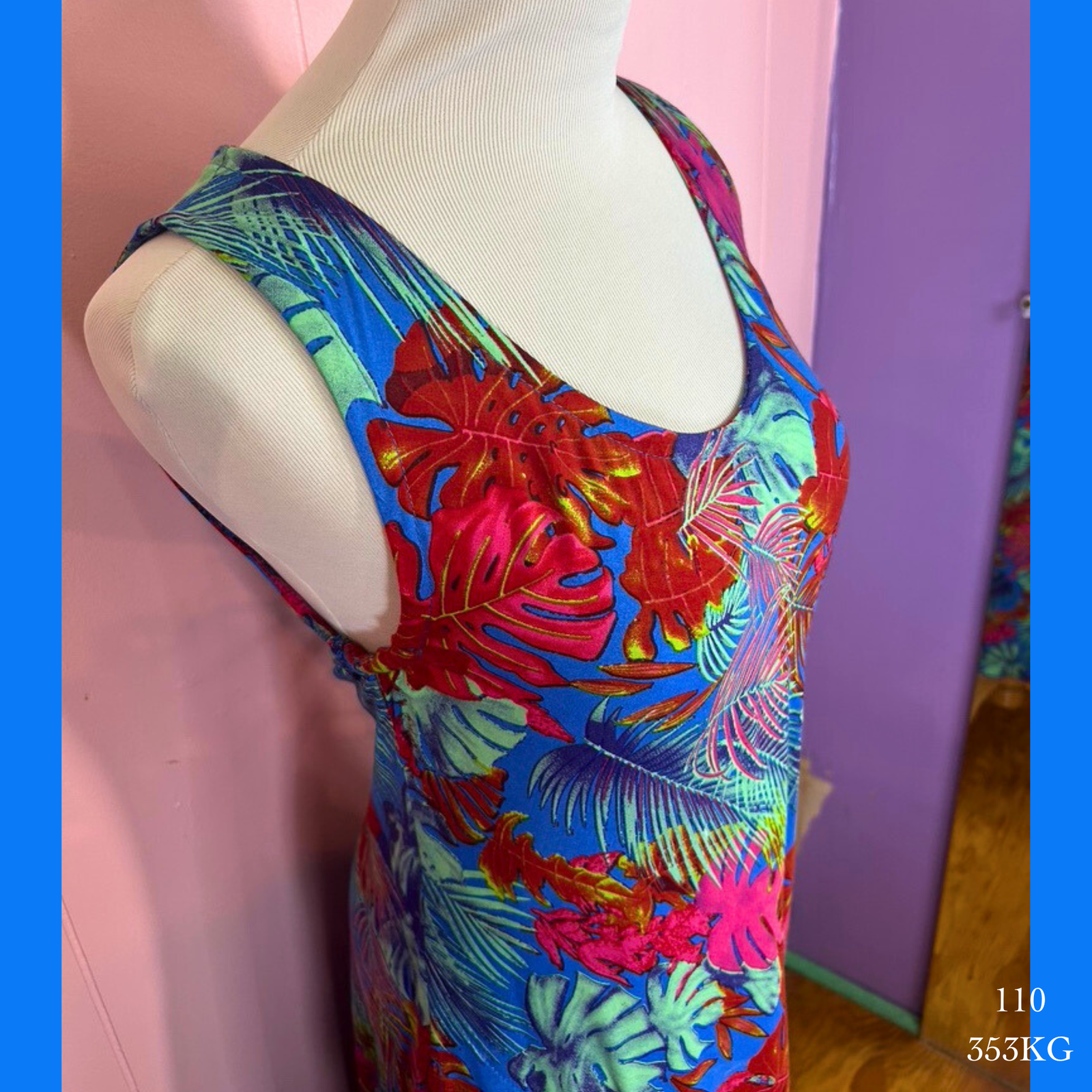 110X - 353KG, Resort Wear Floral Print Midi Dress Plus Size