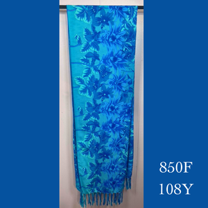 850F - 108Y , Fringed scarf floral print