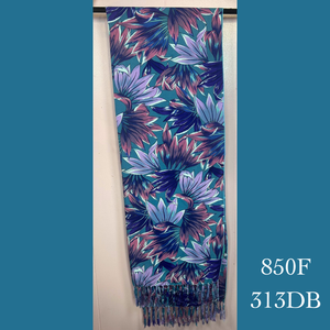 850F - 313DB , Fringed Scarf floral print
