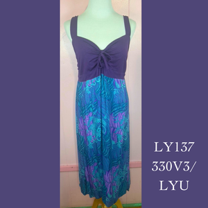 LY137X - 330V3, Lycra top tie front dress Mid length plus size
