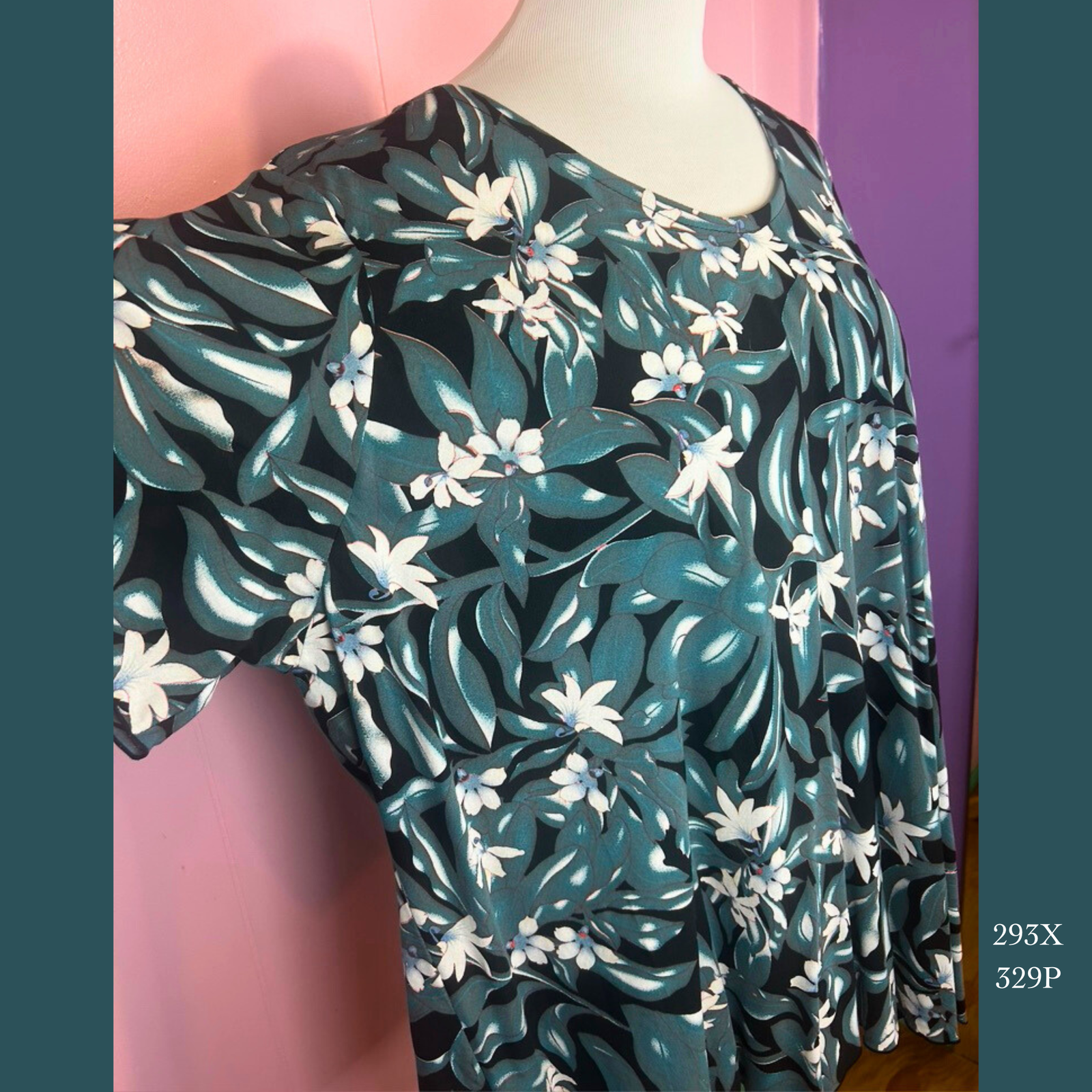 293X - 329P , Sleeved bias cut top plus size