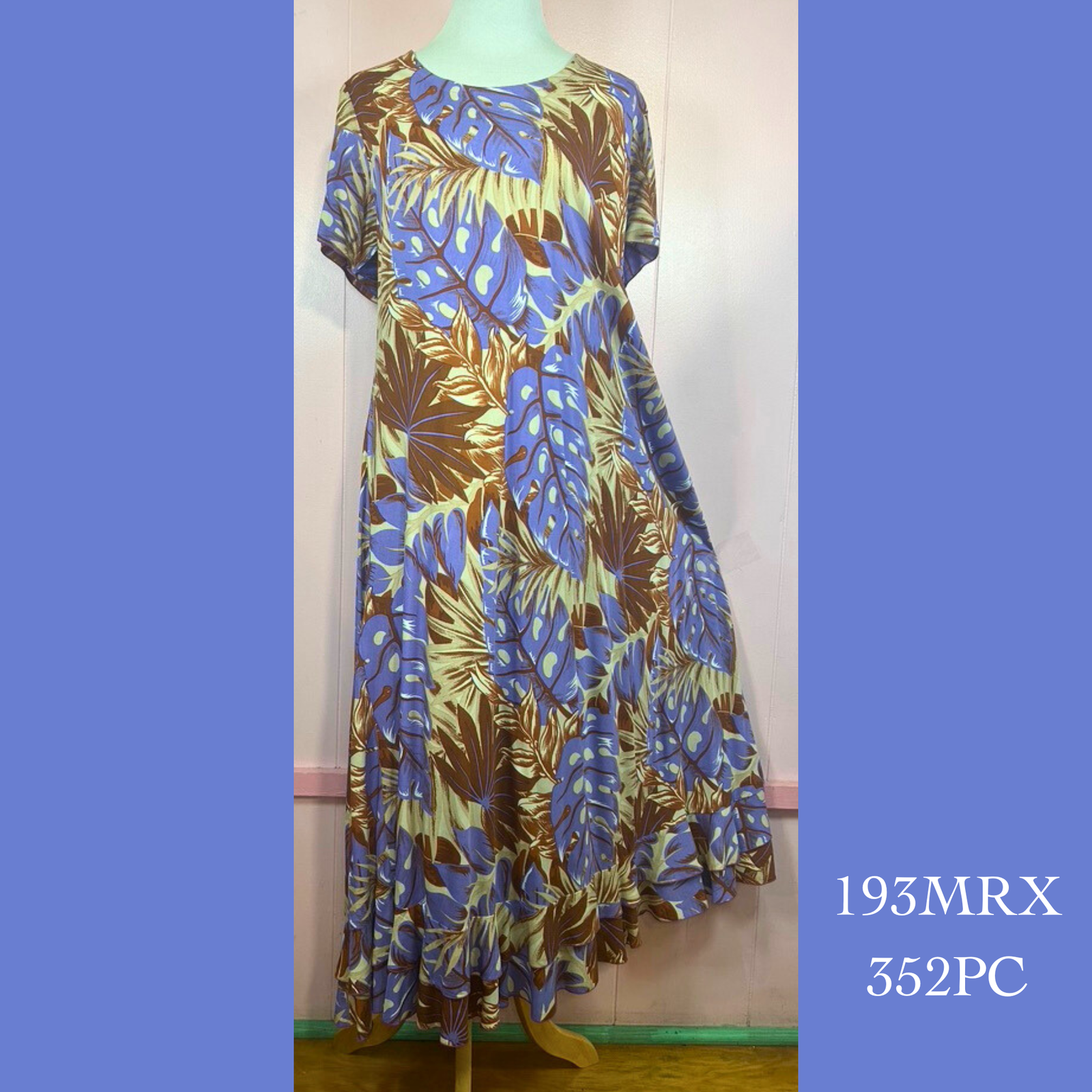 193MRX - 352PC , Sleeved bias cut dress mid length with ruffle plus size