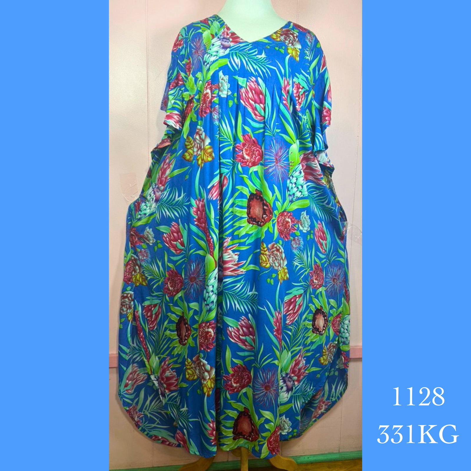 1128 - 331KG, Pleated Caftan Rounded Bottom with Pockets