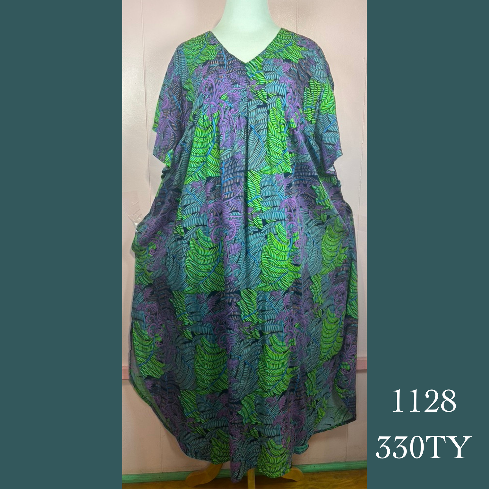 1128 - 330TY, Pleated Caftan Rounded Bottom with Pockets