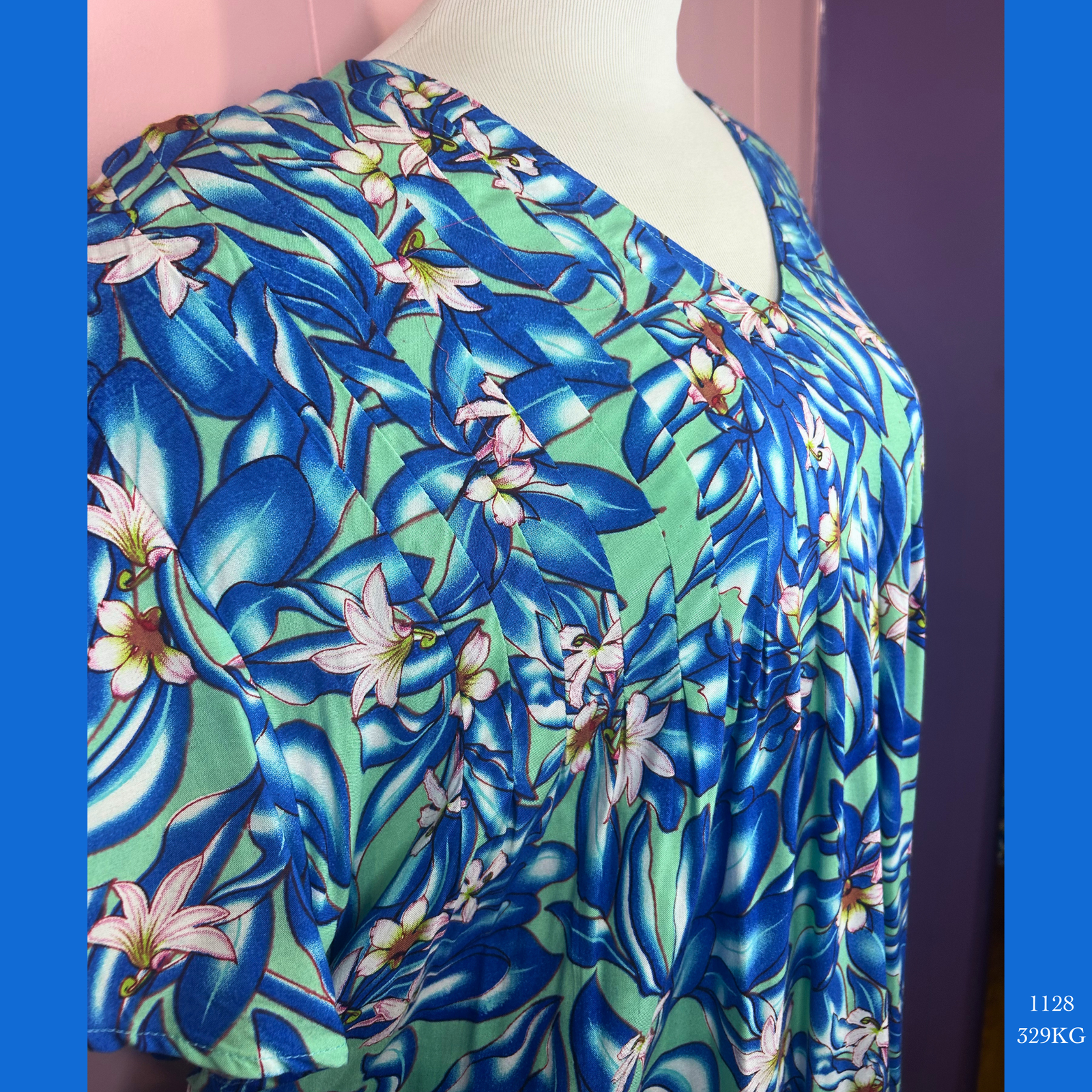 1128 - 329KG, Pleated Caftan Rounded Bottom with Pockets