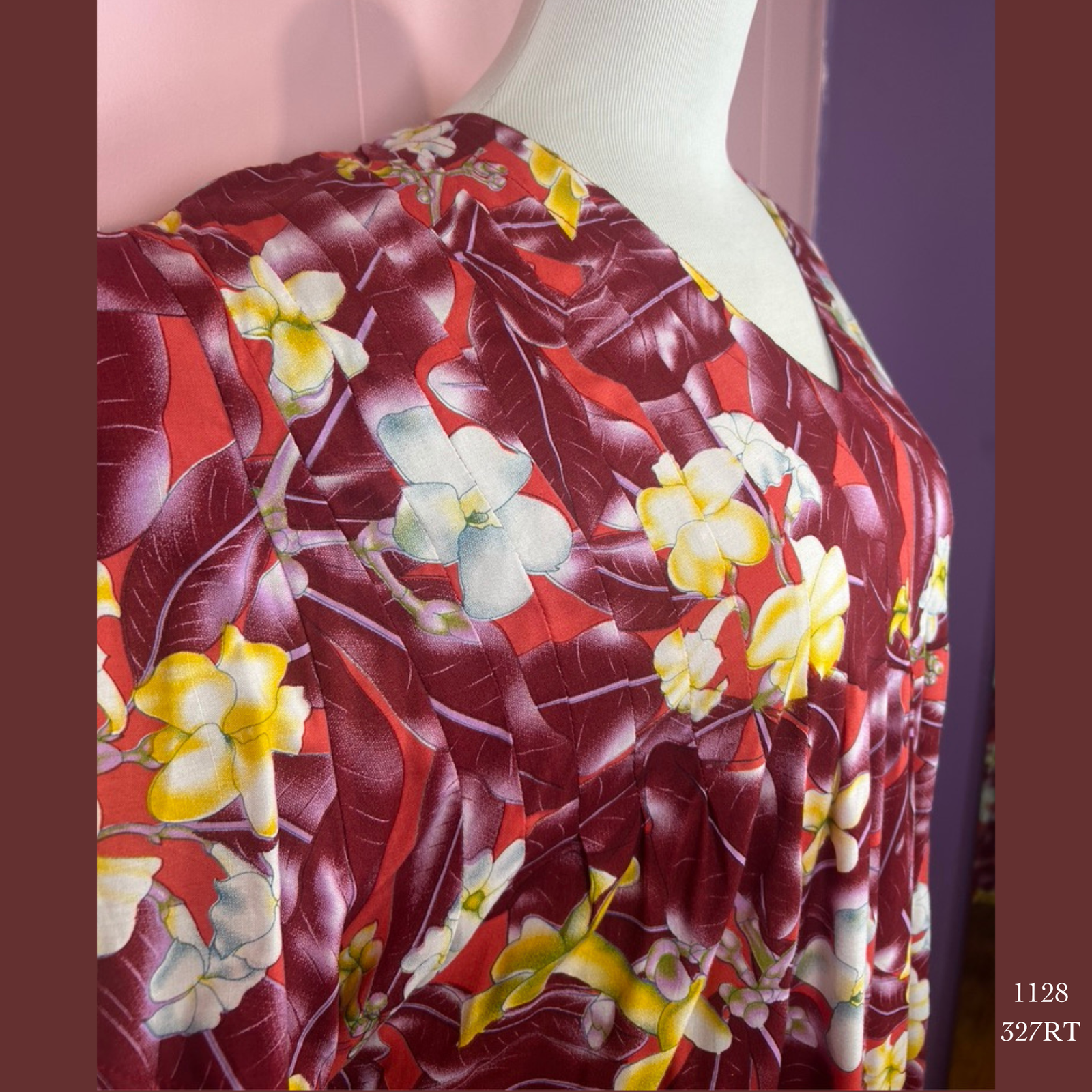 1128 - 327RT, Pleated Caftan Rounded Bottom with Pockets