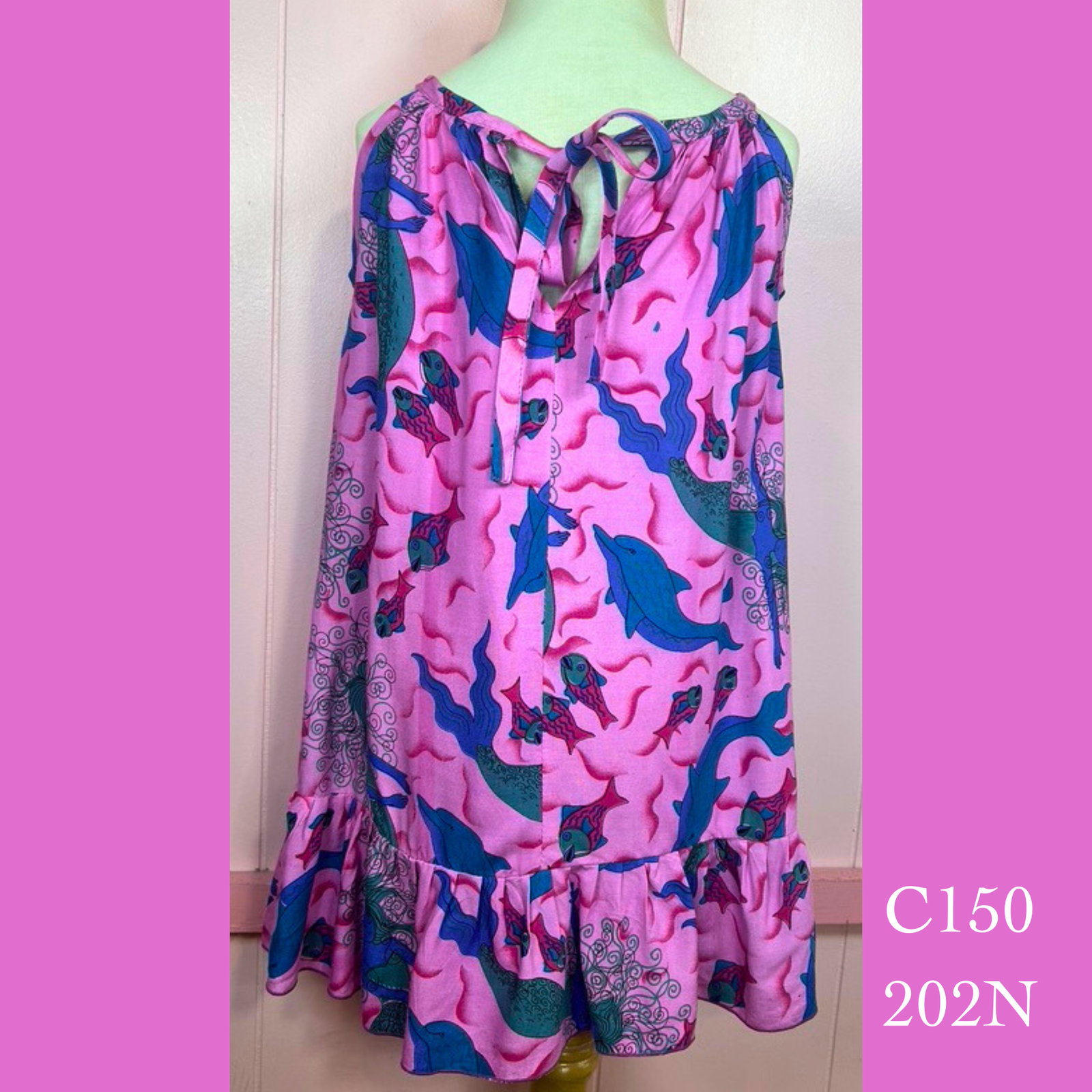 C150 - 202N , Drawstring back A Line dress