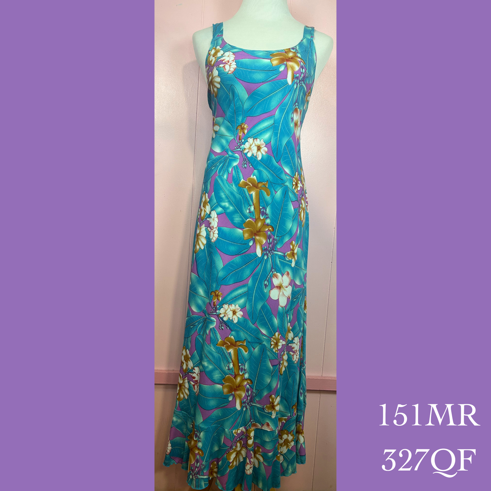 151MR - 327QF , Bias Strap Dress Mid Length with Ruffle