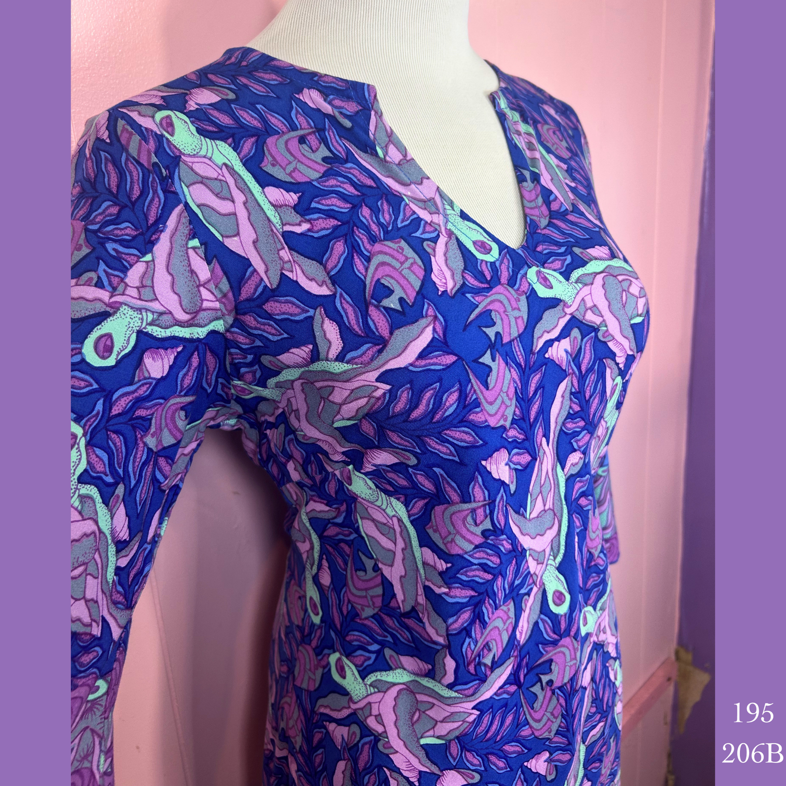 195 - 206B , Tunic Dress with 3/4 Sleeve
