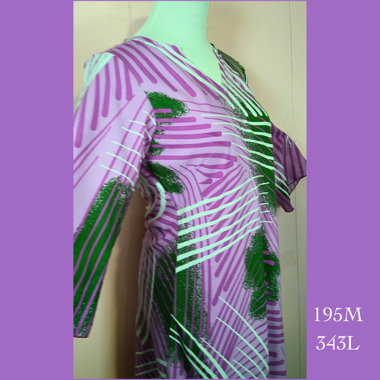 195M - 343L , 3/4 Sleeve Tunic Dress Tee Length
