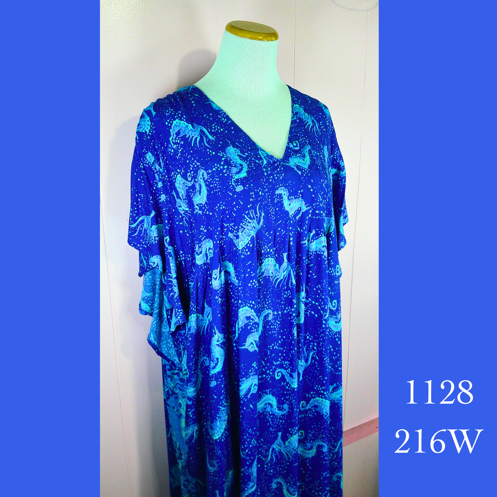 1128 - 216W , Pleated Caftan Rounded Bottom with Pockets