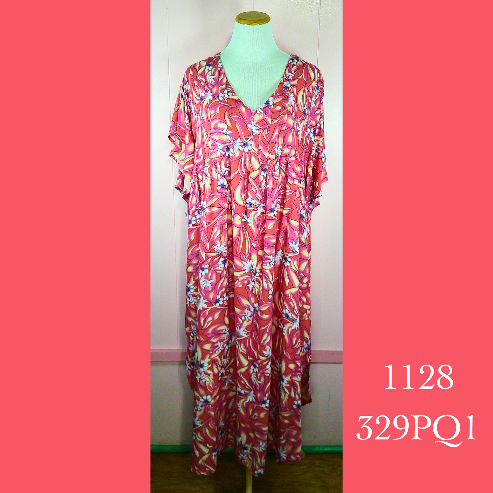 1128 - 329PQ1, Pleated Caftan Rounded Bottom with Pockets