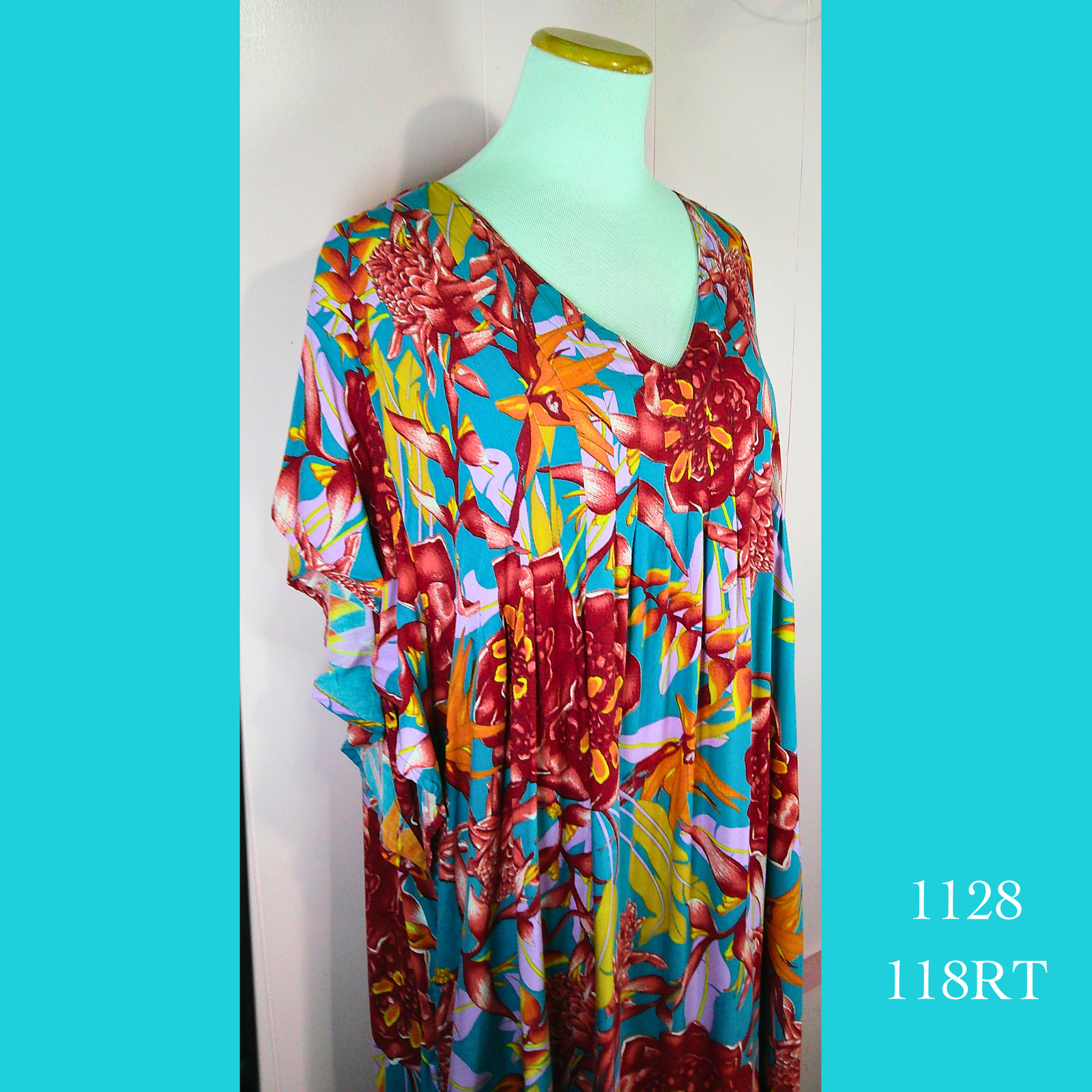 1128 - 118RT , Pleated Caftan Rounded Bottom with Pockets