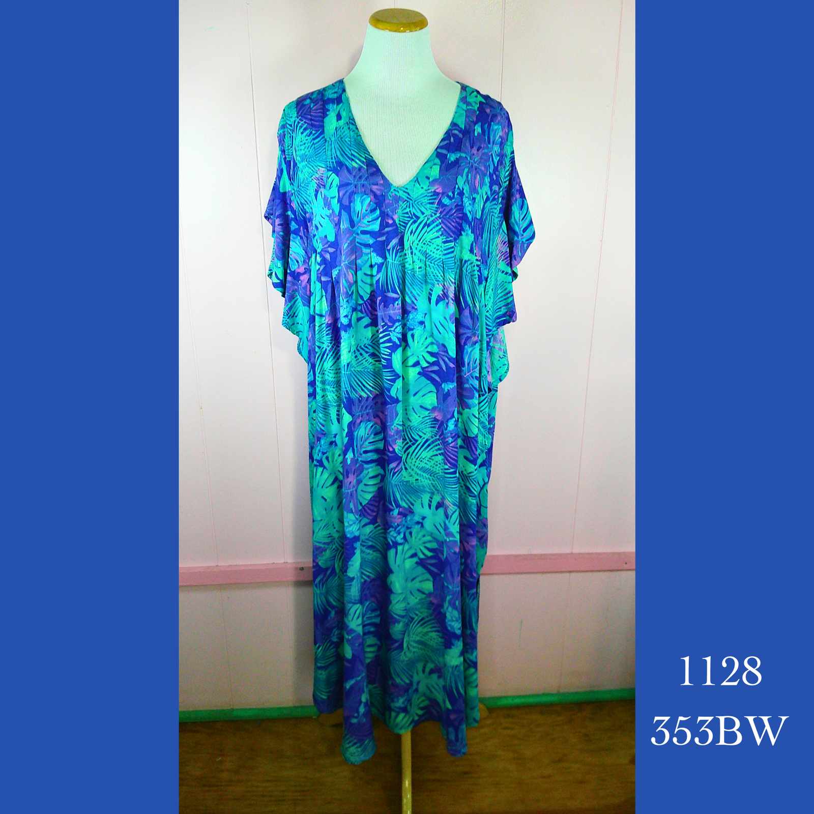 1128 -353BW, Pleated Caftan Rounded Bottom with Pockets
