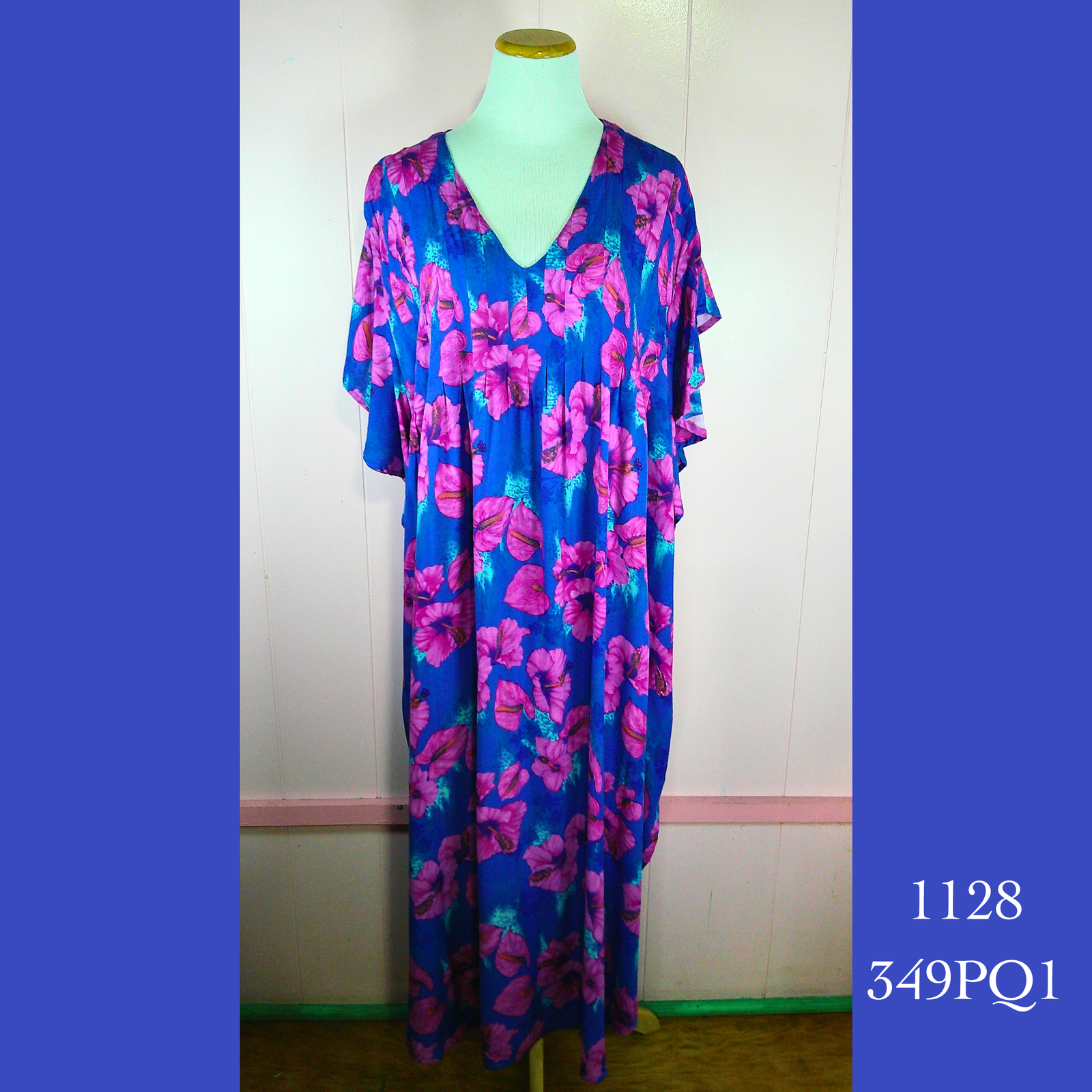 1128 - 349PQ1, Pleated Caftan Rounded Bottom with Pockets