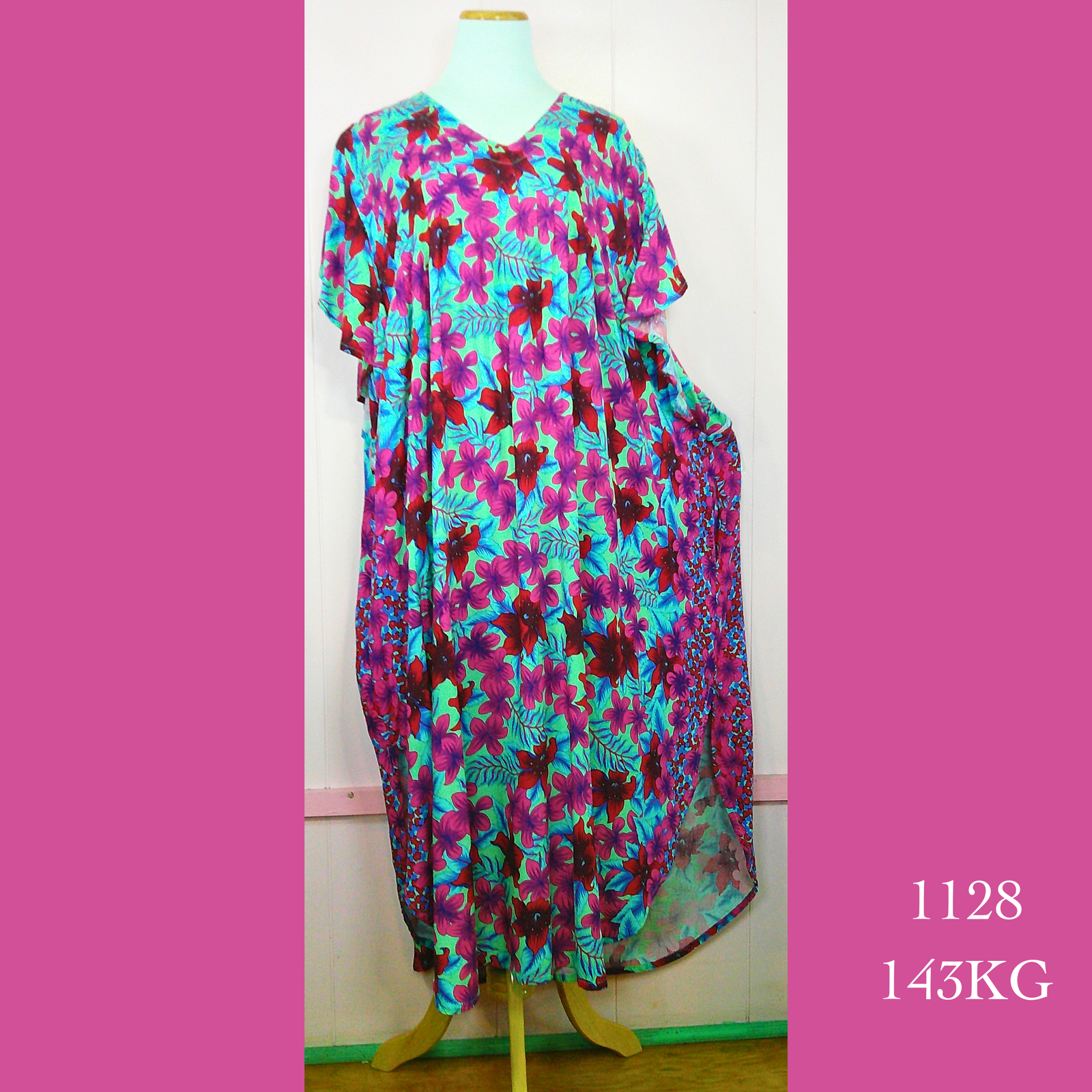 1128 - 143KG , Pleated Caftan Rounded Bottom with Pockets
