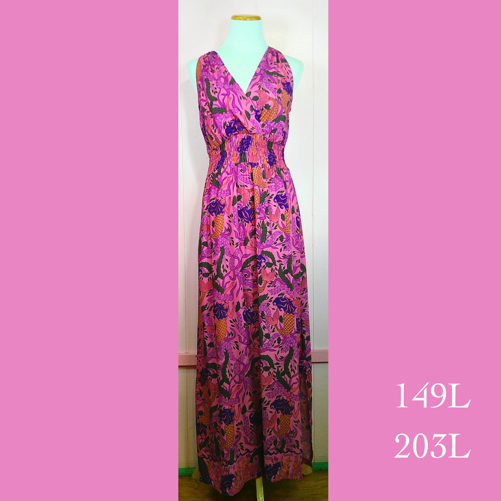149L - 203L , Halter Back Dress Long with Pockets