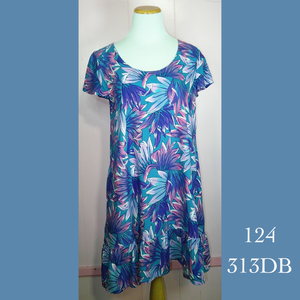 124 - 313DB , Ruffle Cap Sleeved Dress