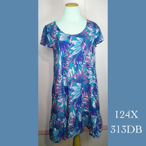 124X - 313DB , Plus Size Ruffle Cap Sleeved Dress