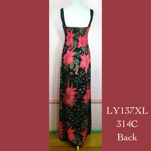 LY137XL - 314C , Lycra Top Tie Front Maxi Dress