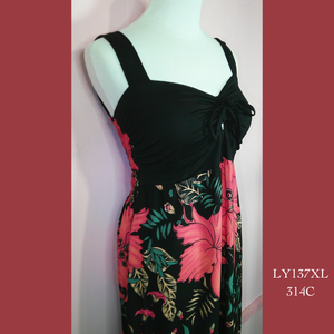 LY137XL - 314C , Lycra Top Tie Front Maxi Dress