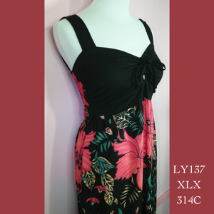 LY137XLX - 314C , Plus Size Lycra Top Tie Front Maxi Dress