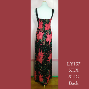 LY137XLX - 314C , Plus Size Lycra Top Tie Front Maxi Dress