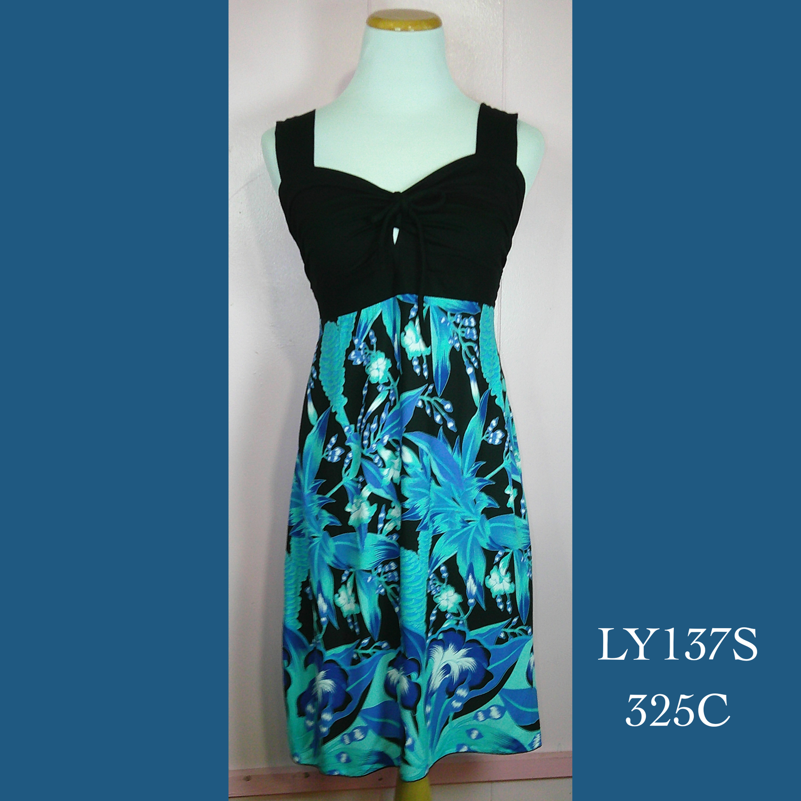 LY137S - 325C, Lycra Top Tie Front Dress