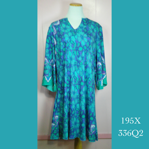 195X - 336Q2 , Plus Size 3/4 Sleeve Tunic Dress