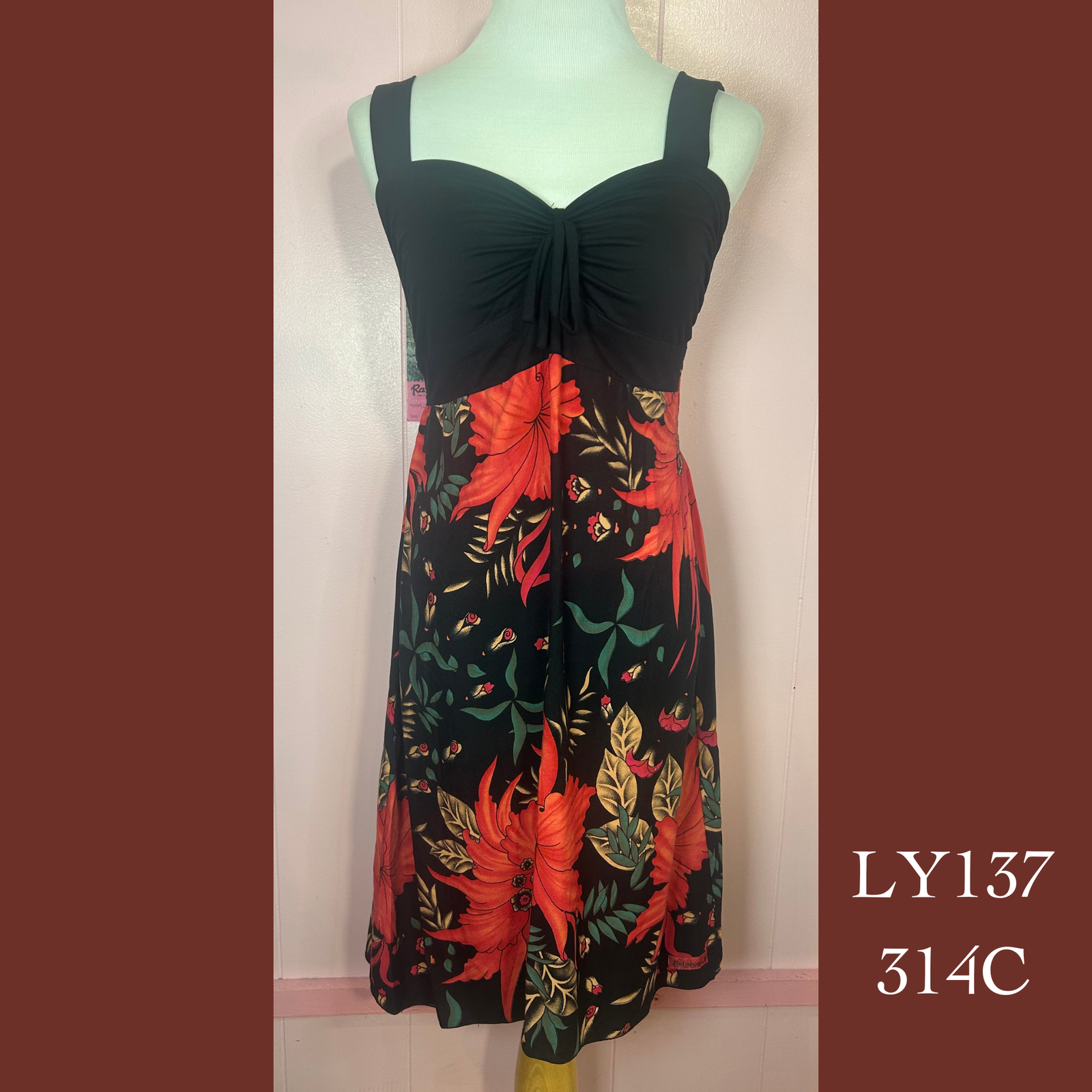 LY137S - 314C , Lycra Top Tie Front Dress