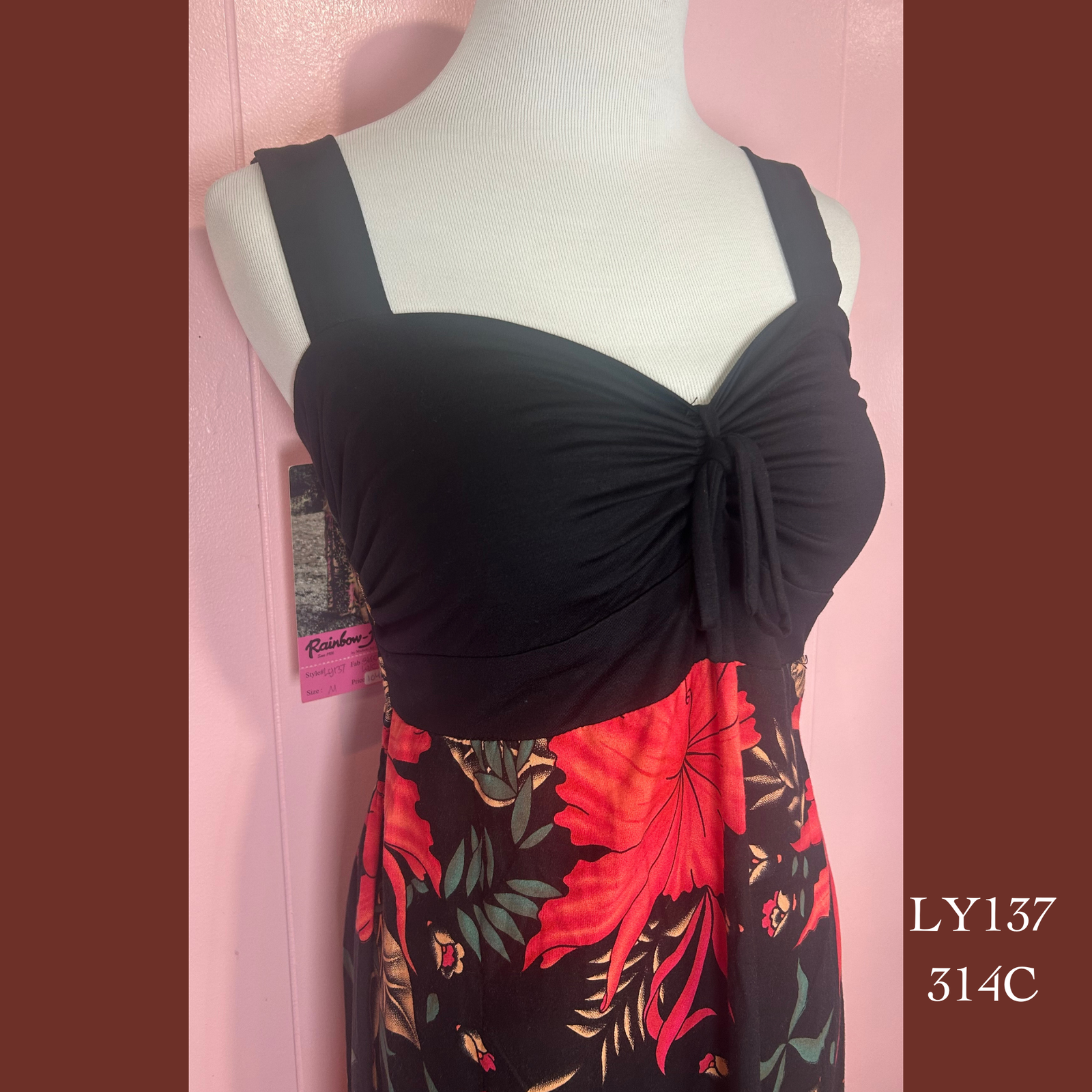 LY137S - 314C , Lycra Top Tie Front Dress