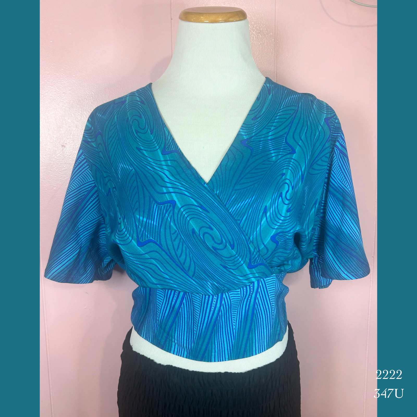 2222 - 347U , Bell Sleeved Cross Front Top