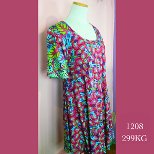 1208 - 299KG, Swing Tank Dress with Pockets and Sleeves