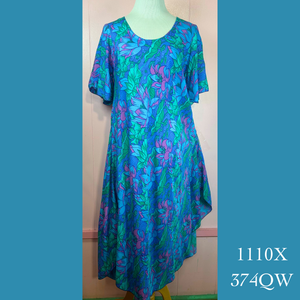 1110X - 374QW ,Plus Size Resort Dress with Sleeves and Pockets