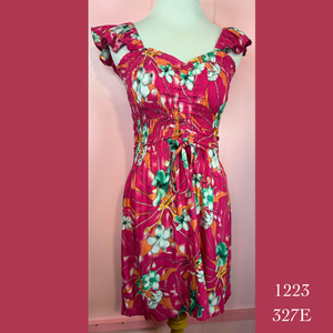 1223 - 327E , Elastic Top Tie Dress