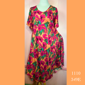 1110 - 349E, Resort Dress with Pockets, Scalloped Hemline and Sleeves
