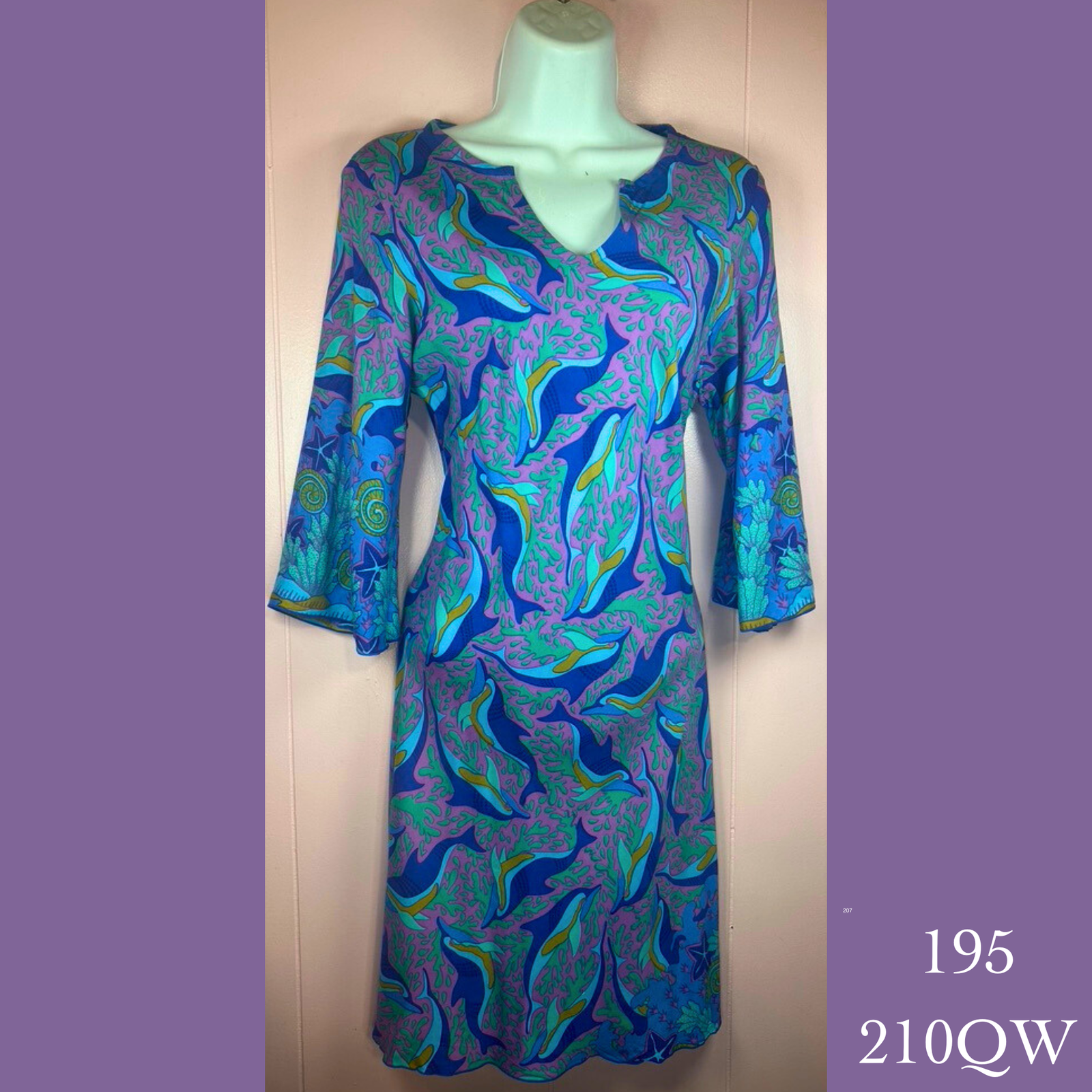 195 - 210QW , Tunic dress with 3/4 sleeve