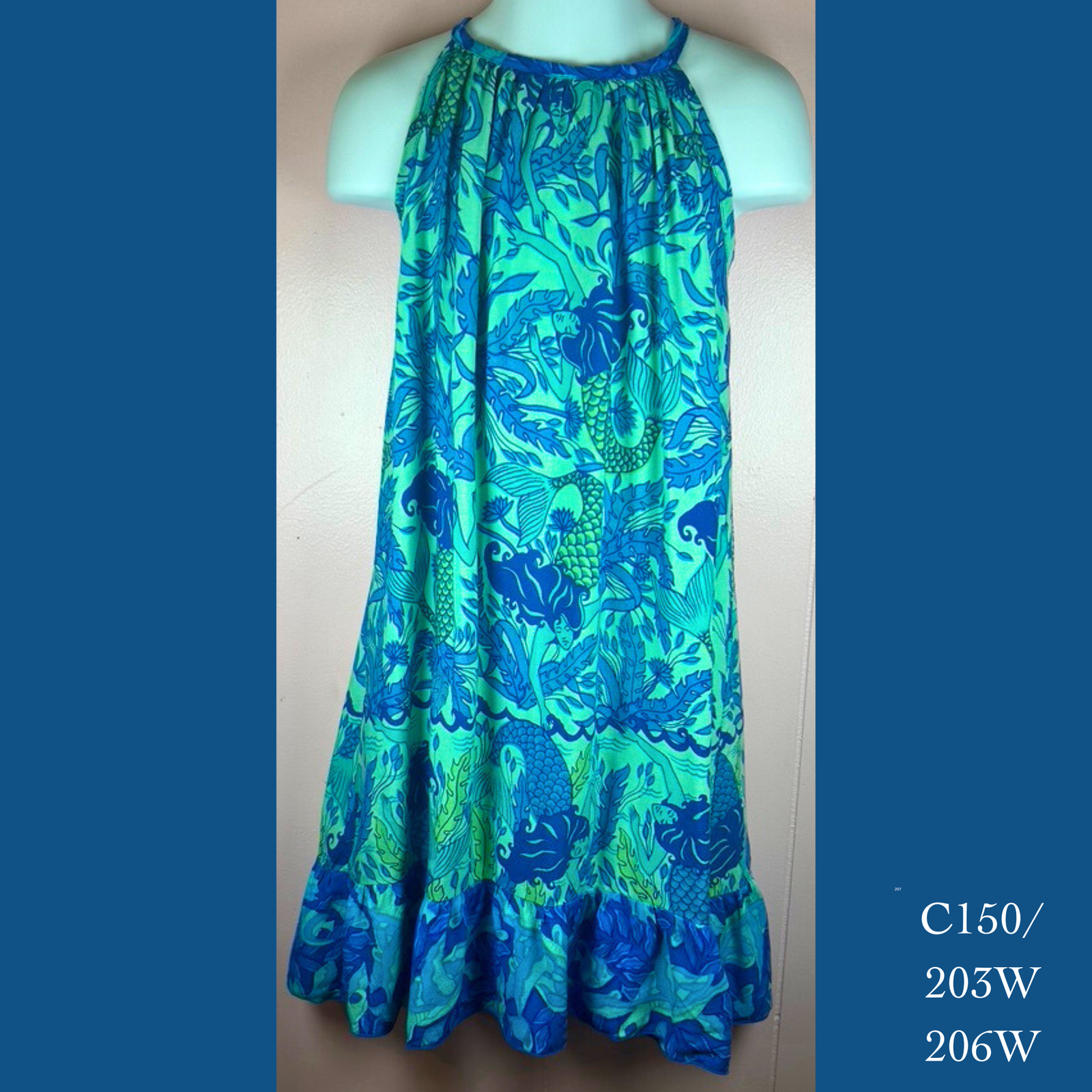 C150 - 203W/206 , Drawstring Back A Line Dress