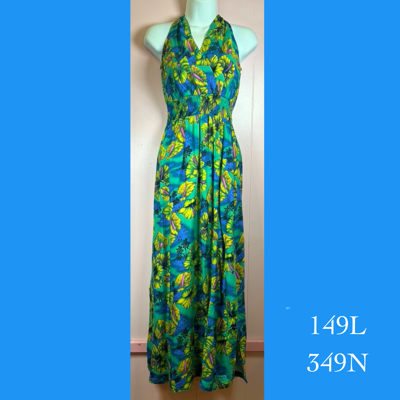 149LX - 349N, Plus Sized Halter back dress long with pockets