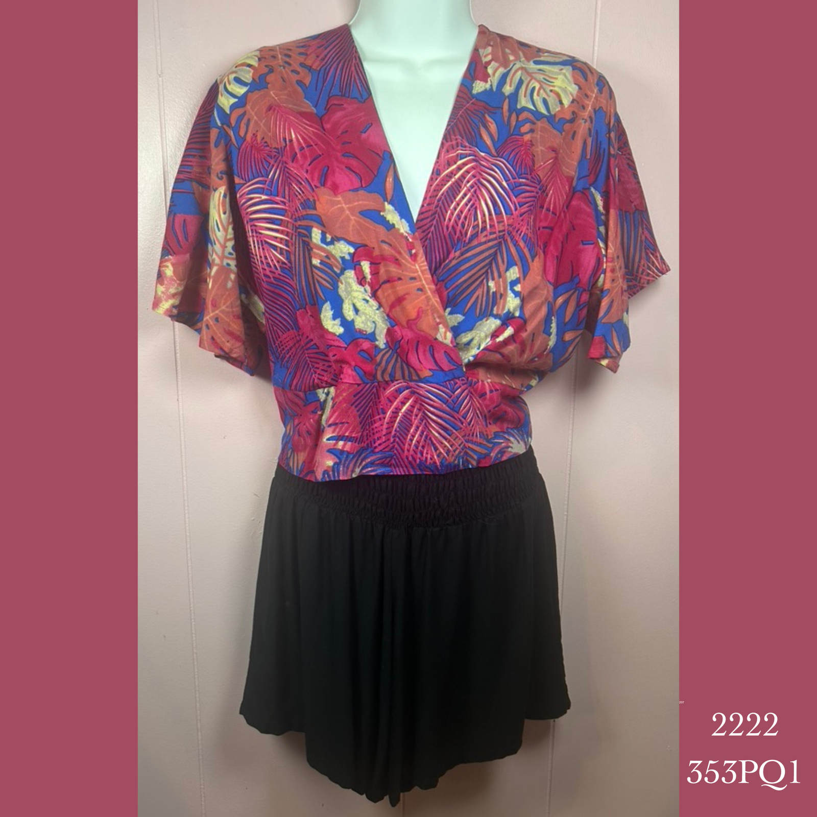 2222 - 353PQ1 , Bell sleeved cross front top