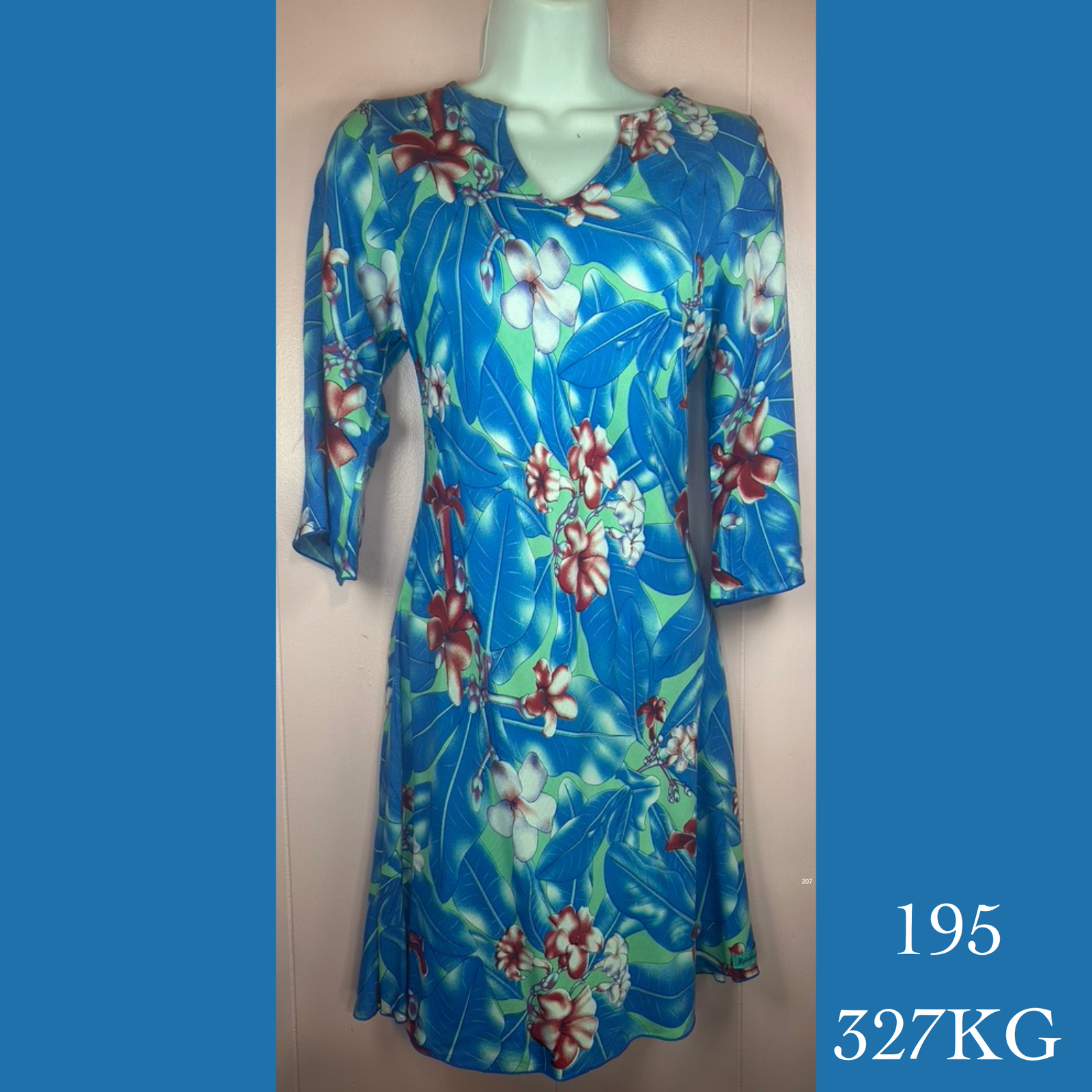 195 - 327KG , Tunic dress with 3/4 sleeve